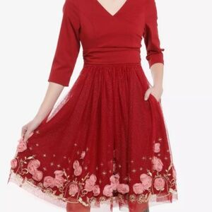 Her Universe Disney Beauty and the Beast Rose Glitter Dress